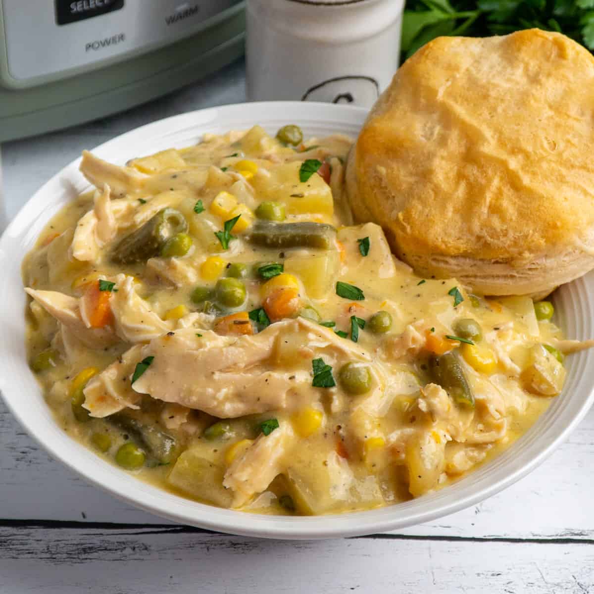Quick & Creamy Chicken Pot Pie with Biscuits (Instant Pot)
